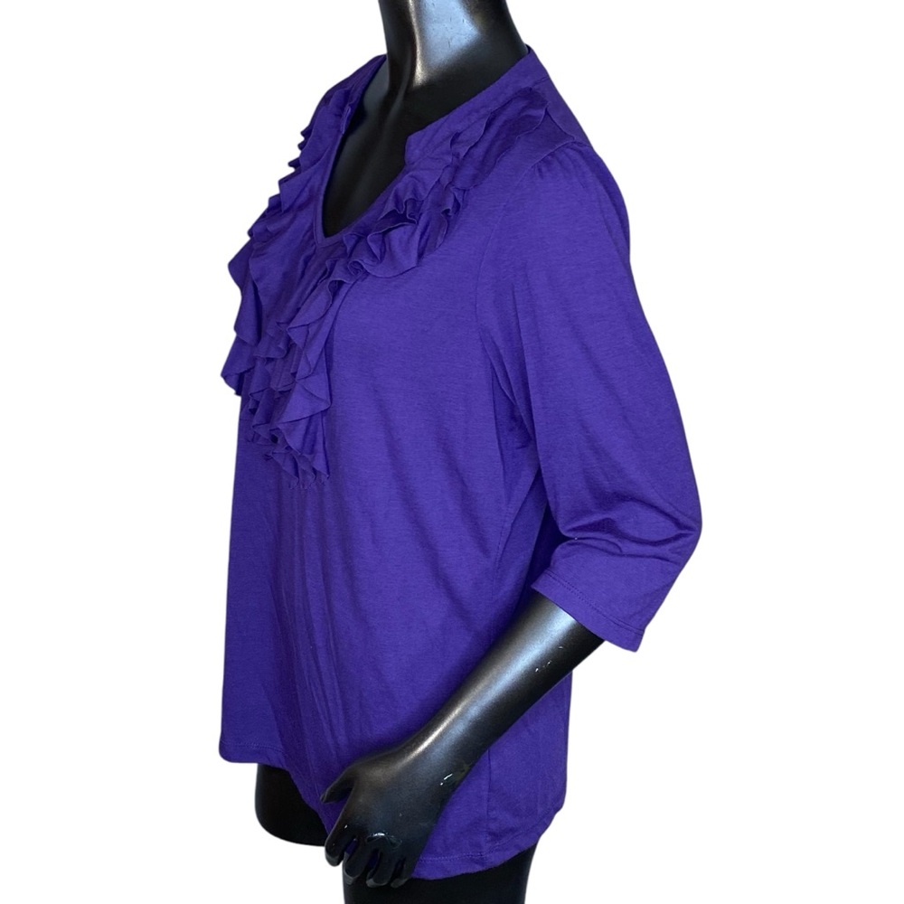 A.N.A Purple Ruffled V-Neck Top - Picture 2 of 6